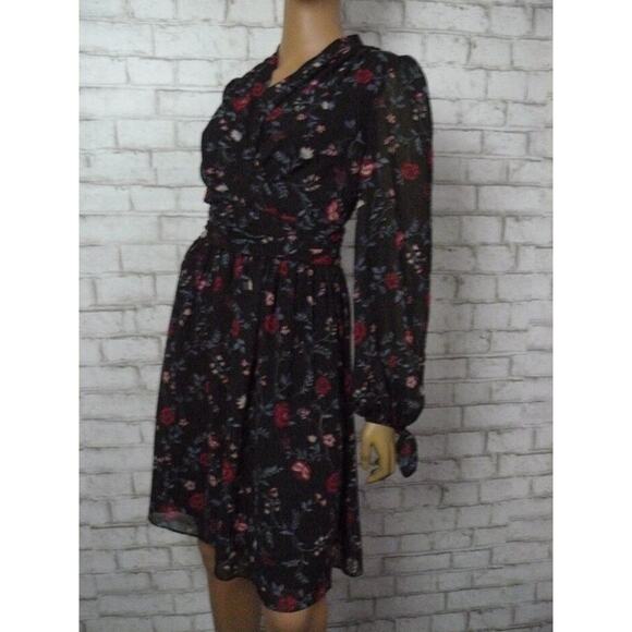 Gal Meets Glam Black Cherry Floral Londyn Pleated Dress 0 NEW - Picture 5 of 9